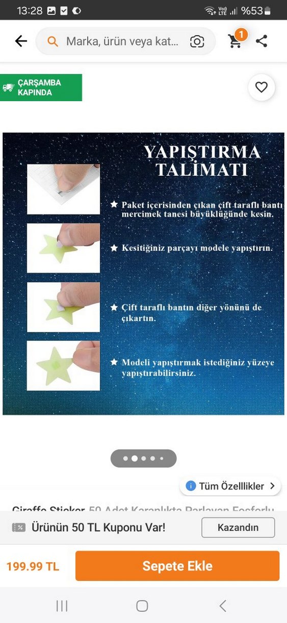 Parlayan Yıldızlı Mavi Yatak Odası Sticker Seti - Görsel 2