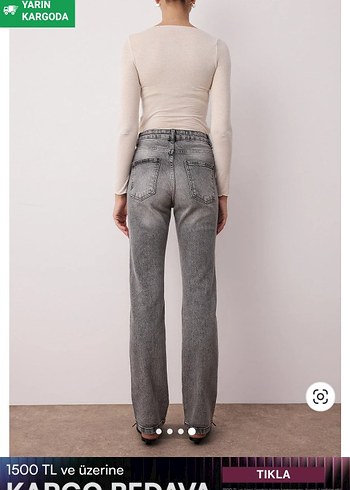 Gri Fit Kadın Kot Pantolon - Görsel 2