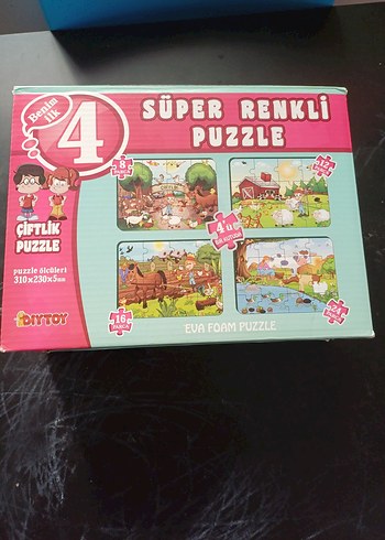 4'lü Çiftlik Temalı Süper Renkli Puzzle Seti - Görsel 2
