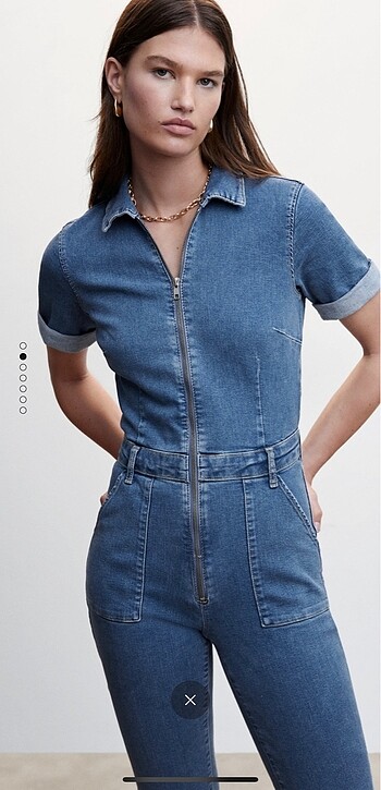 Fermuarlı Denim Tulum