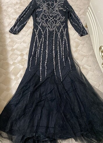 Tesettür taşlı balık model abiye