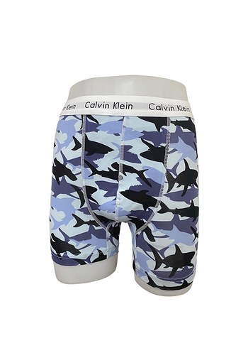 Calvin Klein Erkek Mavi Kamuflaj Boxer
