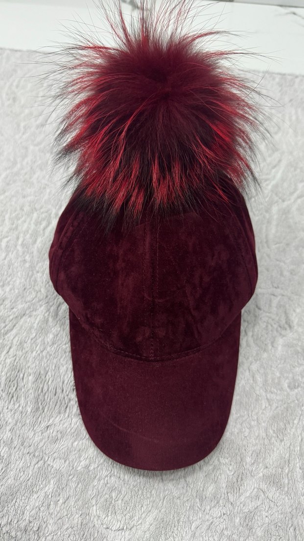 Bordo Kürklü Kadın Şapka - Görsel 2