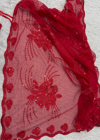 Kırmızı Dantel Bohem Gelinlik Aksesuarı kına malzemeleri - Görsel 5