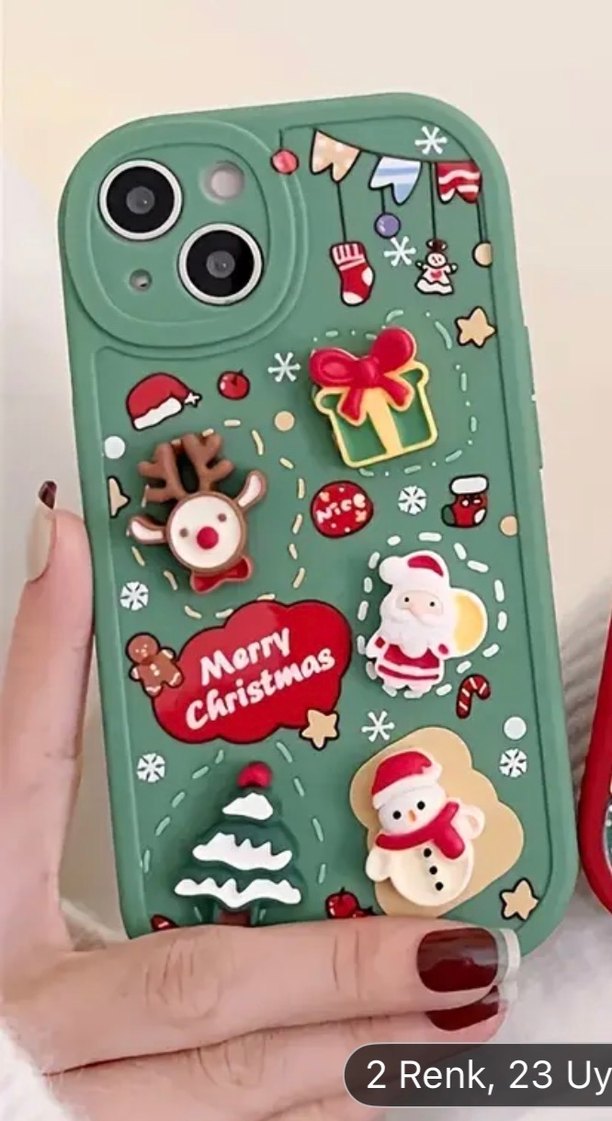 Renkli Noel Temalı Boncuklu Telefon Kılıfı ıphone 15 pro max - Görsel 2