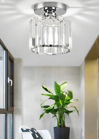 Bej Tavan Lambası Kristal Detaylı - Görsel 2