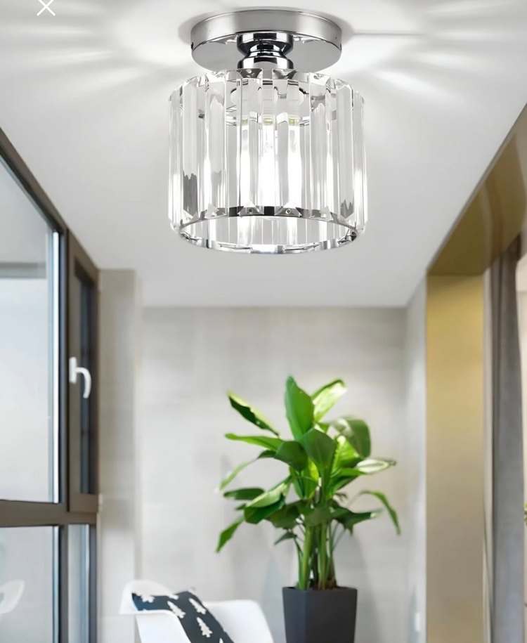 Bej Tavan Lambası Kristal Detaylı - Görsel 2