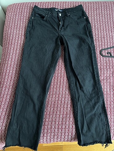 mavi new york denim paçası kesik kot pantolon gri/siyah