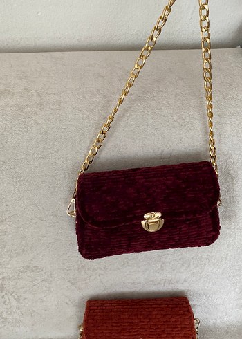 Bordo Zincir Detaylı Süet Kadın Çanta