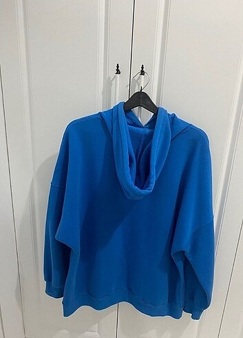 Atmosphere mavi oversize kapsonlu sweatshirt