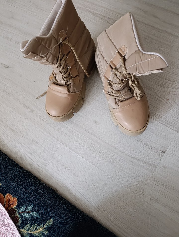 Bej Kadın Dolgu Topuklu Sokak Stili Botlar - Görsel 3