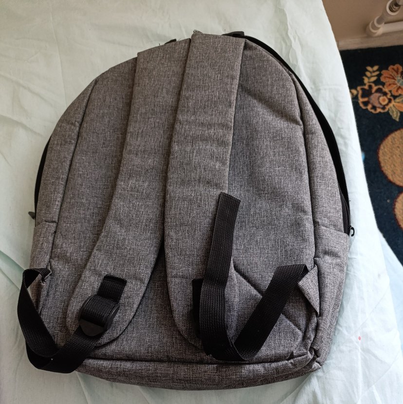 Düğmeli 2 bölmeli Gri Sırt Çantası - Görsel 2