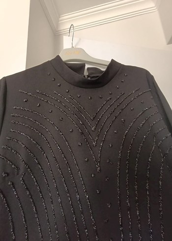 diğer Beden siyah Renk Muki Siyah Parlak Desenli elbise