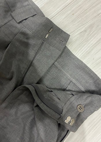 Gri Çizgili Kadın Pamuk palazzo Pantolon - Görsel 5