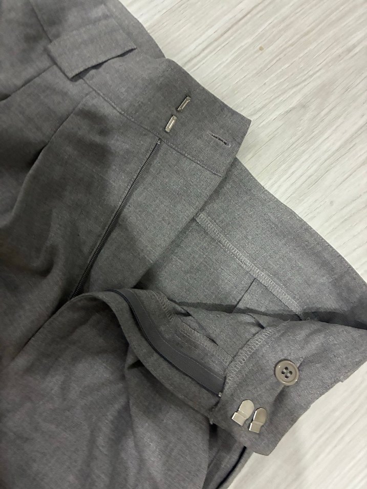 Gri Çizgili Kadın Pamuk palazzo Pantolon - Görsel 5