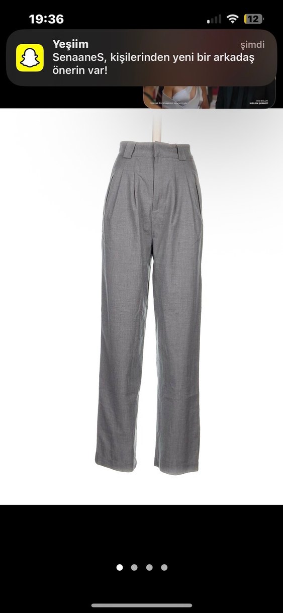 Gri Çizgili Kadın Pamuk palazzo Pantolon - Görsel 3