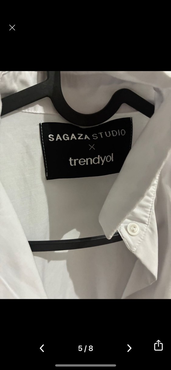 Sagaza Düz Beyaz Kadın Gömlek - Görsel 5