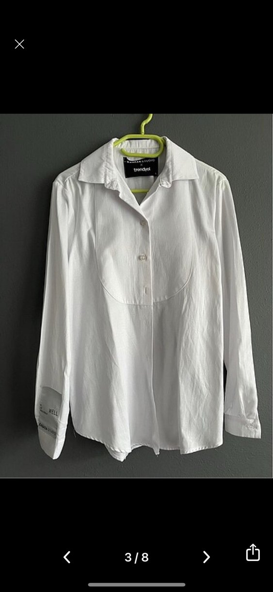Sagaza Düz Beyaz Kadın Gömlek - Görsel 3