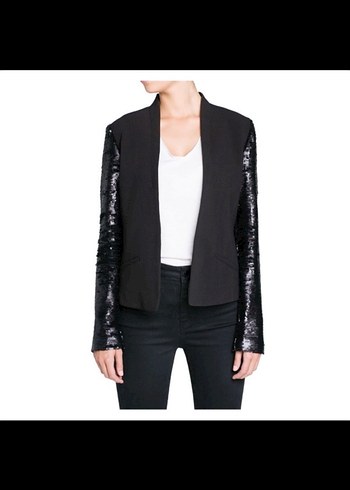Siyah Pul Payetli Kadın Blazer Ceket