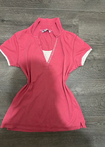 Pembe V Yaka Kısa Kollu Kadın Tişört