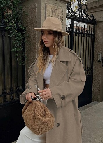 l Beden Oversize kaban bej rengi