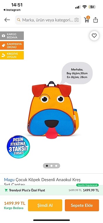 Zoozy köpek çekçekli anaokul çantası - Görsel 6