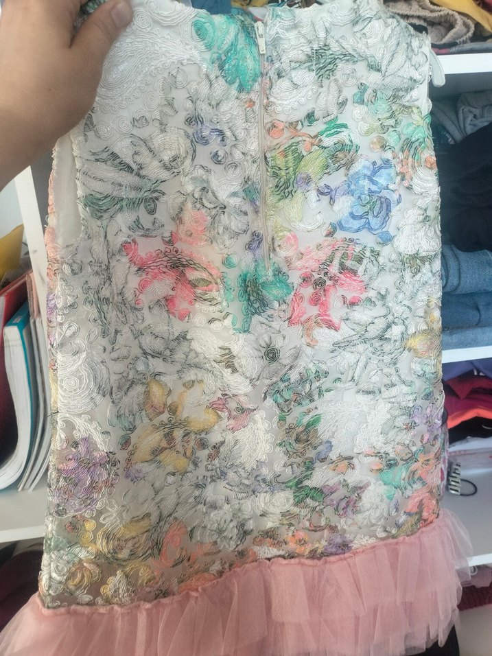 Kız Çocuk Çok Renkli Dantel Detaylı Elbise - Görsel 2