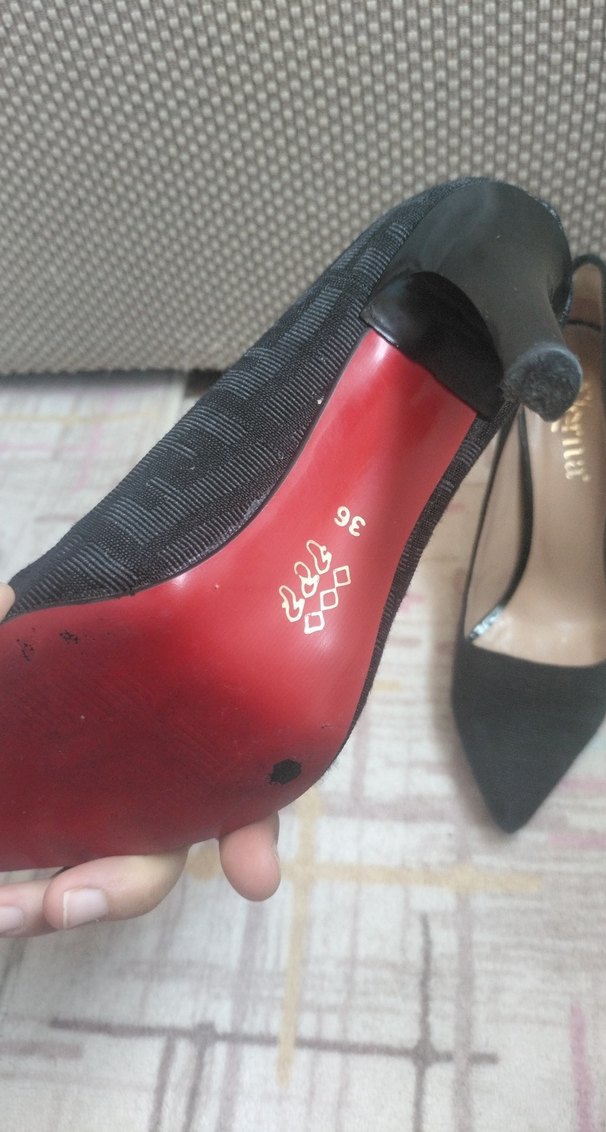 Siyah Süet Stiletto Topuklu Kadın Ayakkabı - Görsel 4