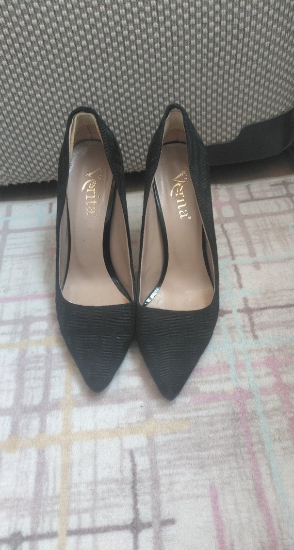 Siyah Süet Stiletto Topuklu Kadın Ayakkabı - Görsel 2