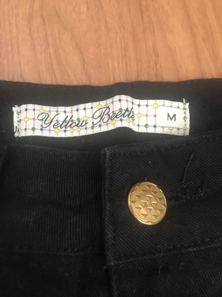 Düğmeli Siyah Denim Mini Etek - Görsel 2