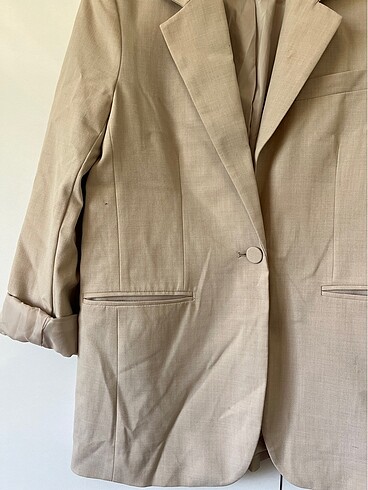 s Beden Krem rengi bol s beden blazer ceket