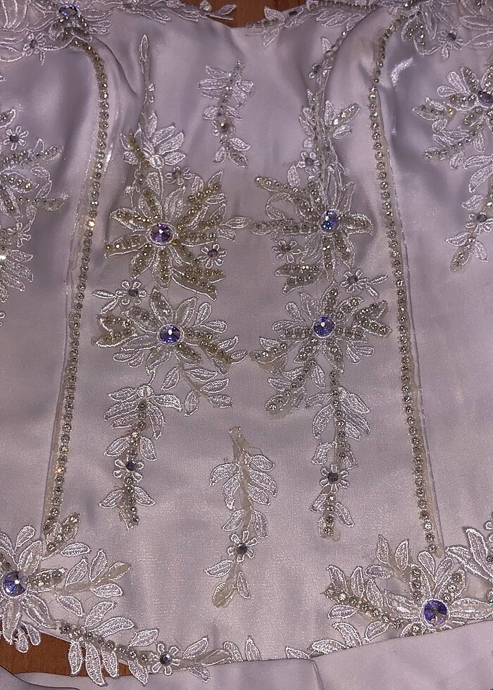 çiçek işlemeli straplez korse gelinlik - Görsel 4