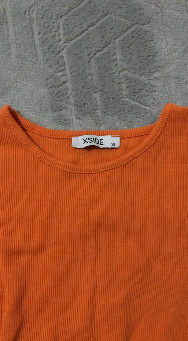 Turuncu Kısa Kollu Kadin crop - Görsel 2