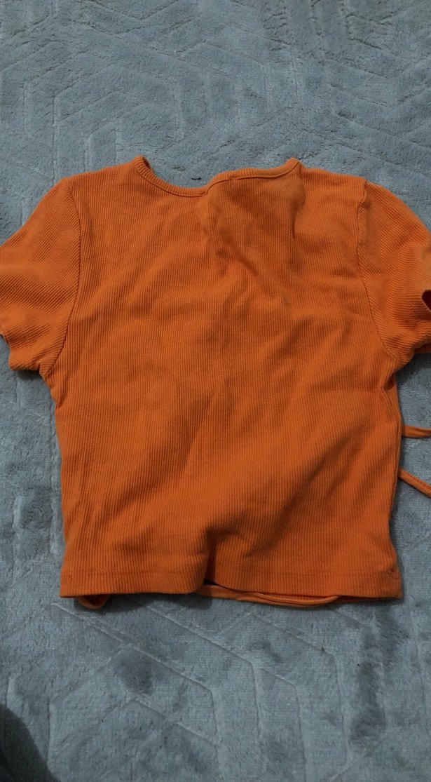 Turuncu Kısa Kollu Kadin crop - Görsel 3