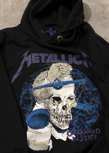 Metallica Baskılı Siyah Kapüşonlu Sweatshirt - Görsel 2