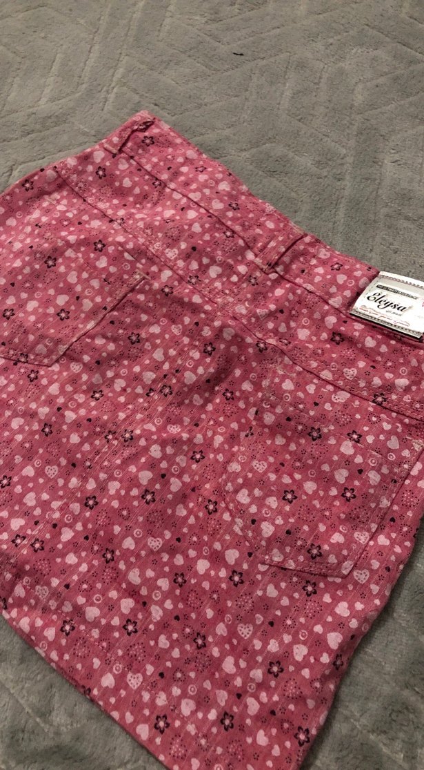 Düğmeli Pembe Kız Çocuk Etek - Görsel 3