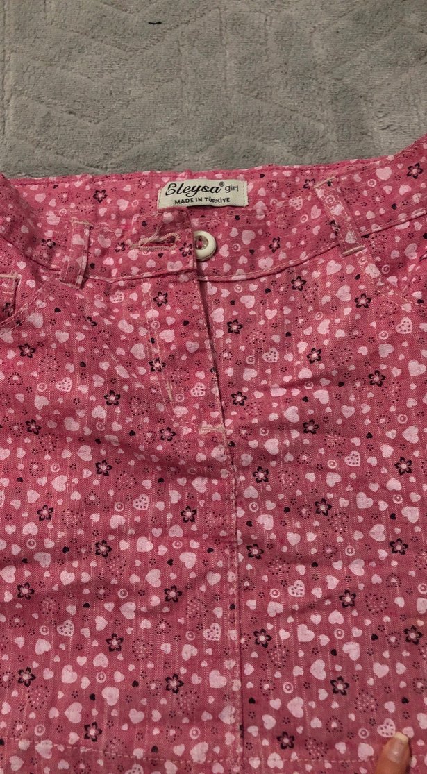 Düğmeli Pembe Kız Çocuk Etek - Görsel 2