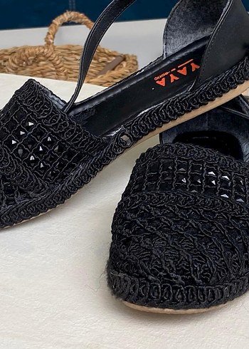 Kadın Siyah Nakışlı Boncuklu Platform Espadril - Görsel 3