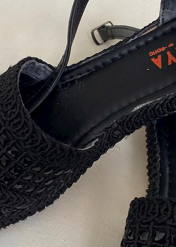 Kadın Siyah Nakışlı Boncuklu Platform Espadril - Görsel 4