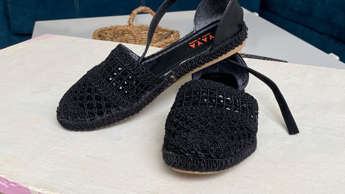 Kadın Siyah Nakışlı Boncuklu Platform Espadril - Görsel 3