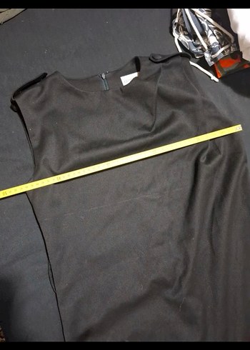 Siyah Midi Drapeli Elbise - Görsel 7