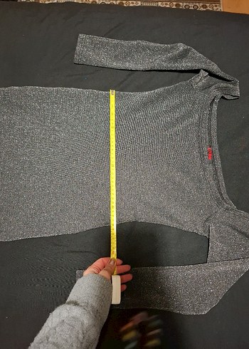 Gri Uzun Kollu Kadın gece abiye Elbise - Görsel 6