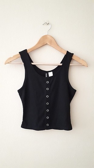 h&m siyah crop üst