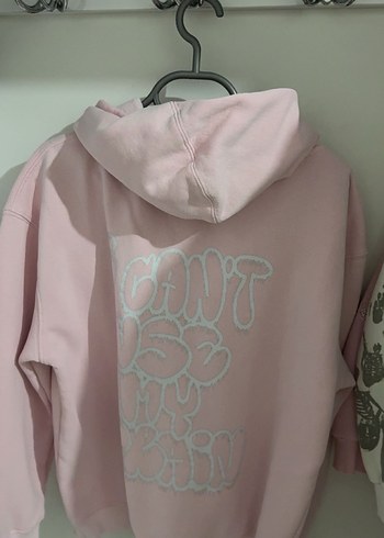 Kadın Pembe Kapüşonlu Rahat Kesim Sweatshirt - Görsel 2