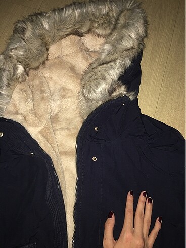 m Beden Mango gece mavisi şişme mont