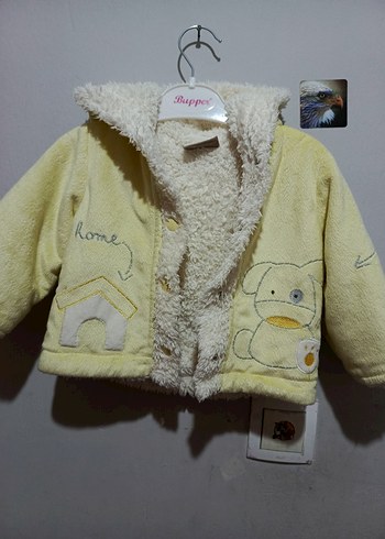 Sarı Kapüşonlu Nakışlı Kız Çocuk Ceketi - Görsel 5