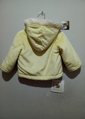 Sarı Kapüşonlu Nakışlı Kız Çocuk Ceketi - Görsel 8