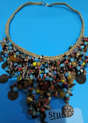 Etnik Desenli Boncuklu Mini Bohem Kolye - Görsel 3