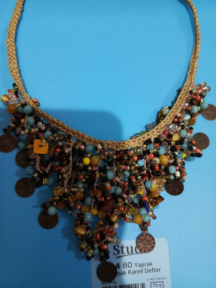 Etnik Desenli Boncuklu Mini Bohem Kolye - Görsel 2