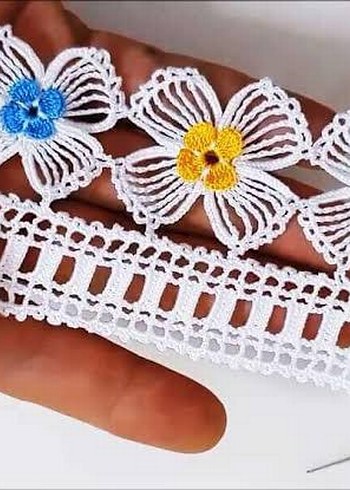 Renkli Çiçek Motifli El Yapımı Dantel - Görsel 3